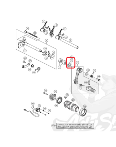 KTM сальник вала выбора передач КПП 690 R SM Duke 07 20 / 350 450 500 EXCF 24-> ( 0760142461 )