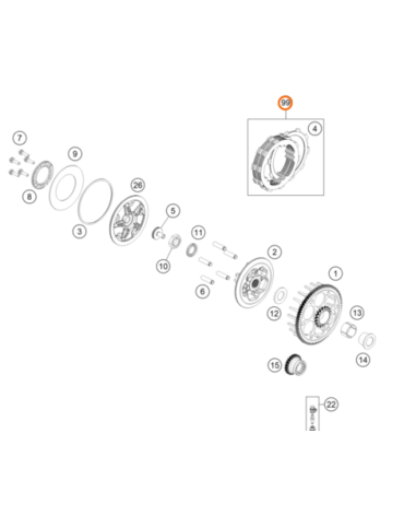 Комплект сцепления KTM OEM 50532010033 SX 125 2023+ EXC 150 2023+