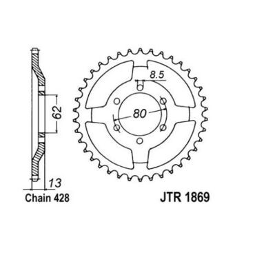 Звезда ведомая Yamaha XT225(92 07) JT - миниатюра 1