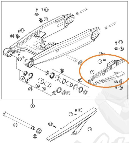 KTM Слайдер цепи на маятник 950 990 SMR SMT DUKE 05 13 ( 63004066100 / 63004066000 / 60004066100 ) - фото 2