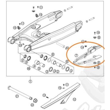 KTM Слайдер цепи на маятник 950 990 SMR SMT DUKE 05 13 ( 63004066100 / 63004066000 / 60004066100 ) - миниатюра 2