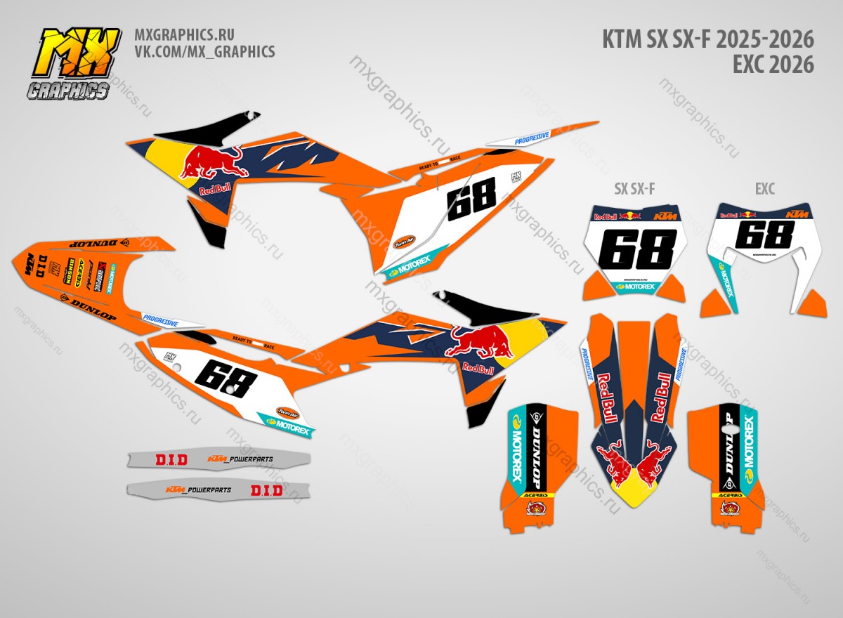 Наклейки на кроссовый и эндуро мотоцикл KTM SX-SXF 2025-2026, EXC 2026. Серия FACTORY EDITION 26 - фото 1