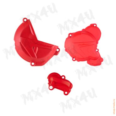 Комплект защита крышки сцепления + зажигания + помпы  GasGas EC250 300F '2021 23 Красная - миниатюра 1