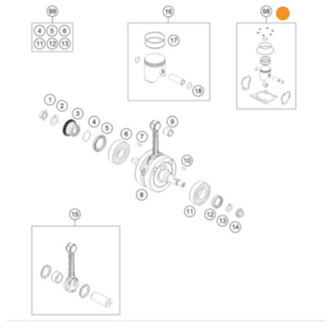 KTM PISTON KIT GR.I 150i Enduro комплект первой группы поршень + прокладки  // 150 EXC TPI 21-> ( 51730007010 I / 00050000269 ) - миниатюра 1