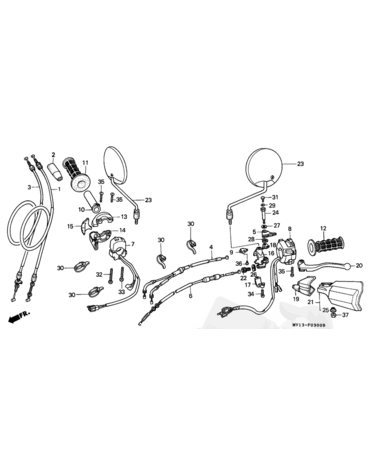 HI LEX THROTTLE CABLE OPENER трос газа "A"  HONDA XRV750 90 03 ( 10037305 )