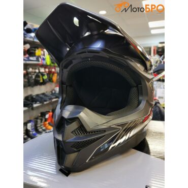 Шлем кроссовый KIOSHI Holeshot 801 серый красный - миниатюра 3