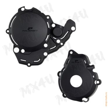 Комплект защита крышки сцепления + зажигания + помпы EXCF250 350 24 25 # FE250 350 24 25 # ECF 250 350 24 25 Черная - миниатюра 1