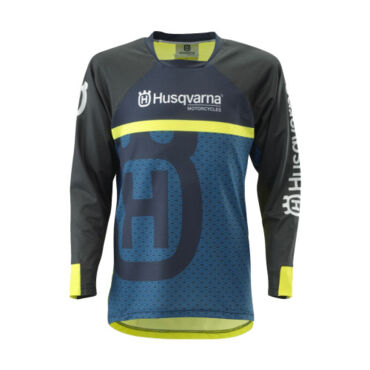Мотоджерси подростковая Husqvarna Railed Shirt, blue yellow (YM, Детская Кросс эндуро) - миниатюра 2