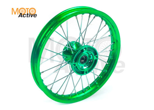 Обод передний 14" (1,40 R14 d=15mm) CNC ступица, алюминий зеленый X TECH