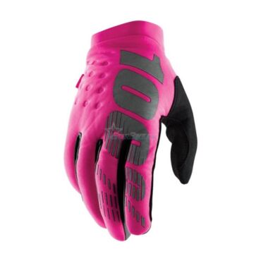 100% Мотоперчатки текстильные женские Brisker Neon Pink Black - миниатюра 1