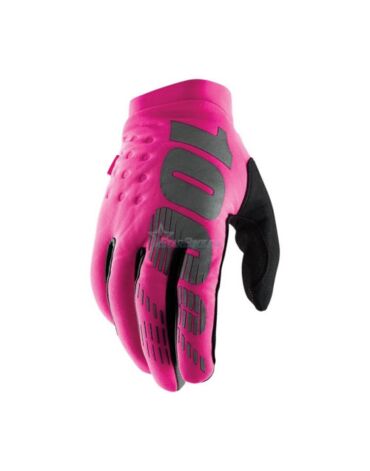 100% Мотоперчатки текстильные женские Brisker Neon Pink Black