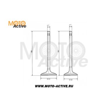 Клапаны (компл. 2шт) 4T двиг. TTR125, YX125 стандартные d=20 23 SM PARTS - миниатюра 1