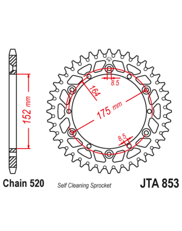 Звезда ведомая алюминиевая JTA853 50