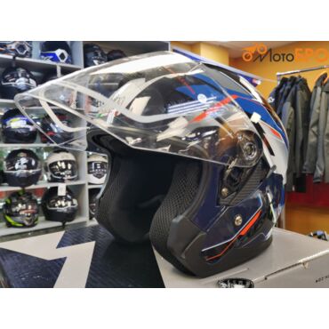 Шлем открытый AiM JK526 Blue Red Black - миниатюра 2