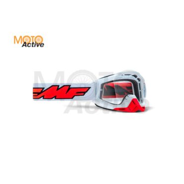 Маска кросс FMF Powerbomb Rocket белая с прозрачной линзой - миниатюра 1