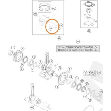 KTM D=20 08 поршневой палец 690 990 1190 RC8 ( 61230033000 / 75030833000 ) - миниатюра 2