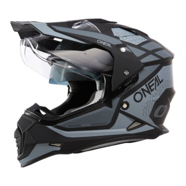 ONEAL Шлем кроссовый со стеклом Sierra R V24, мат. серый черный - миниатюра 2