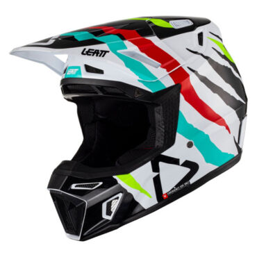 Leatt Мотошлем Moto 8.5 Helmet Tiger Белый Синий (2023) - миниатюра 3