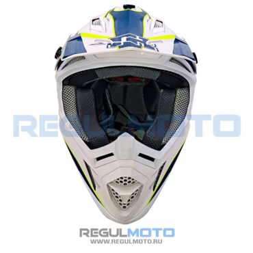 Шлем Kioshi TR кроссовый (H637) (Белый/ синий/ зеленый) - миниатюра 3