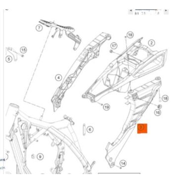 HUSQVARNA SUB FRAME L S cpl. подрамник левая часть TE FE 14 16 ( 8130300222030 / 8130300212030 /  81303002020B0 ) - миниатюра 1