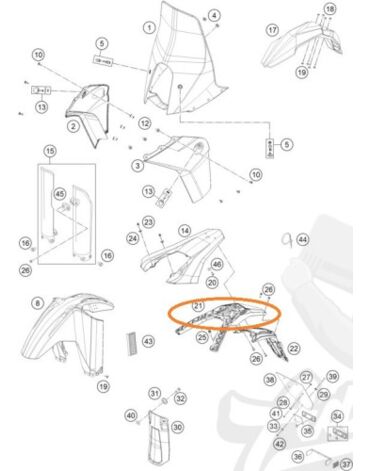 KTM кронштейн крепления номера "верх" 690 R SMC 08 18 ( 76508016000 )
