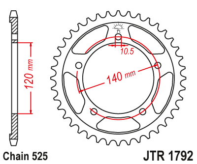 Звезда ведомая JTR1792 43 черная - фото 1