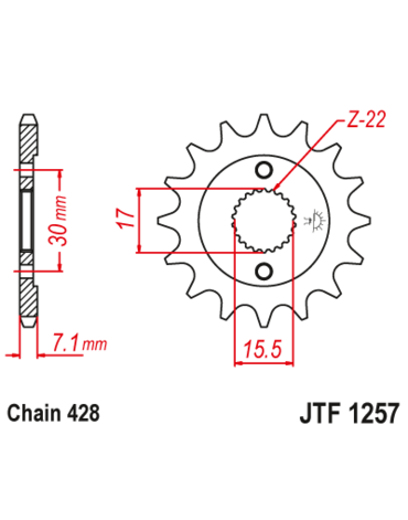 Звезда ведущая 14 зубов CR85 (428 цепь) JT