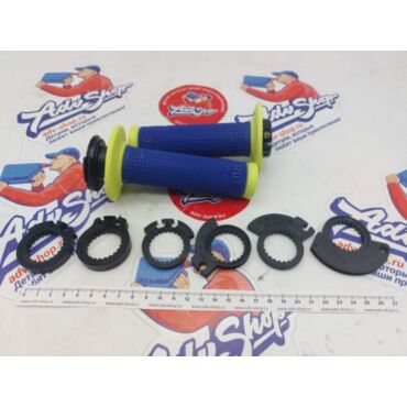 Progrip 708 325 Yellow Fluo Electric Blue грипсы синий / желтый +7 различных крепежей тросика // PA070800GFBL - миниатюра 2