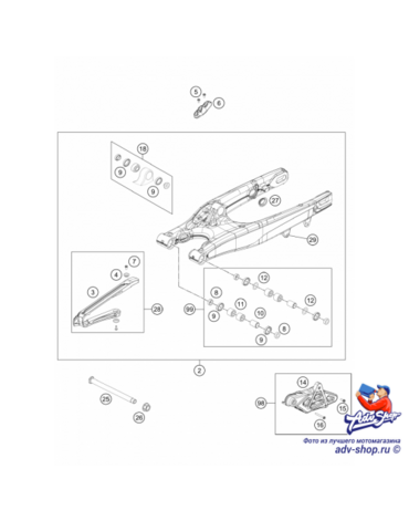 KTM Слайдер цепи на маятник с крепежом EXC EXCF 125 250 300 350 450 500 / TPI 11 23 ( 51504066044 = 51504066000 + крепеж )