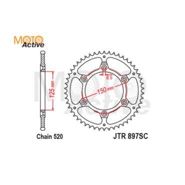 Звезда ведомая JTR897.50SC Kayo K6,T6,HOLESHOT.CROSTREK  (6*150*125) 50 зуб. - миниатюра 1