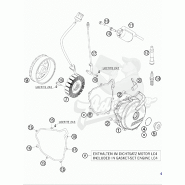 KTM катушка зажигания с высоковольтным проводом 690 07 13 ( 75039006000 ) - миниатюра 2