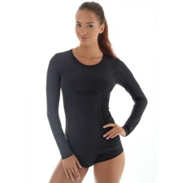 Brubeck Футболка женская длинный рукав Comfort Wool Черный - миниатюра 1
