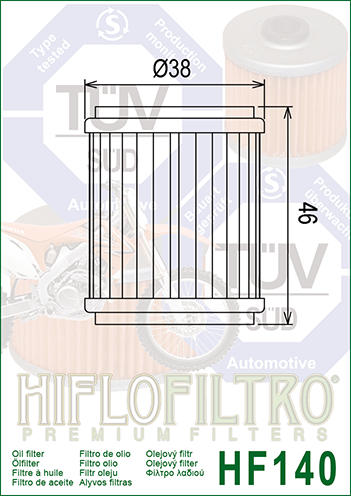 HIFLO HF140 Фильтр масляный  XT250 WR250 WR450 YZ250 YZ450 - фото 2