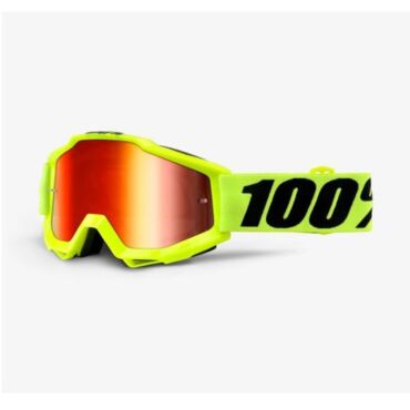Очки для мотокросса 100% Accuri Fluo Yellow с красной зеркальной линзой - миниатюра 1