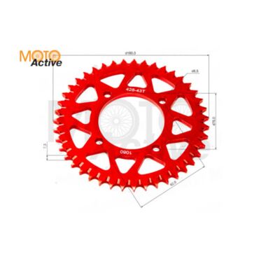 Венец, звезда ведомая (428H 43) X TECH PIT BIKE 125 190 4х90х76 алюминиевая с самоочисткой - миниатюра 1