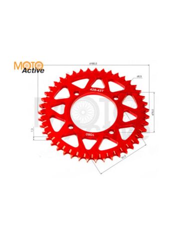 Венец, звезда ведомая (428H 43) X TECH PIT BIKE 125 190 4х90х76 алюминиевая с самоочисткой