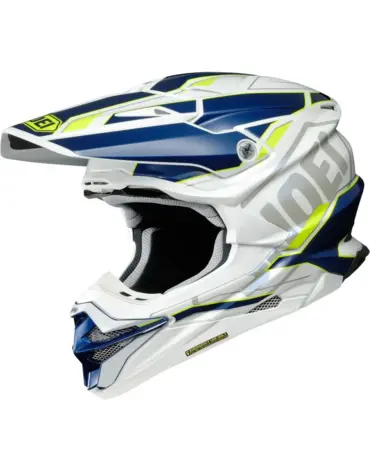 Шлем кроссовый Shoei VFX WR Allegiant TC 3, white blue yellow (L, Взрослая  Кросс эндуро)