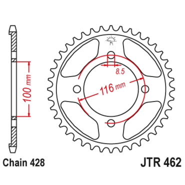Звезда ведомая стальная 50 зубов KX85 01 20 (428 цепь) JT - миниатюра 1