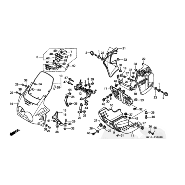 HONDA втулка крепления бокового пластика к баку XRV750 RD04 ( 17223KN5670 ) - миниатюра 1