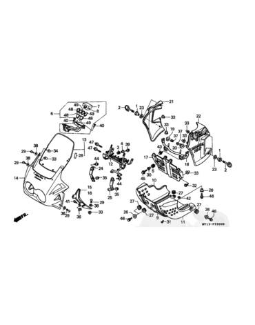 HONDA втулка крепления бокового пластика к баку XRV750 RD04 ( 17223KN5670 )