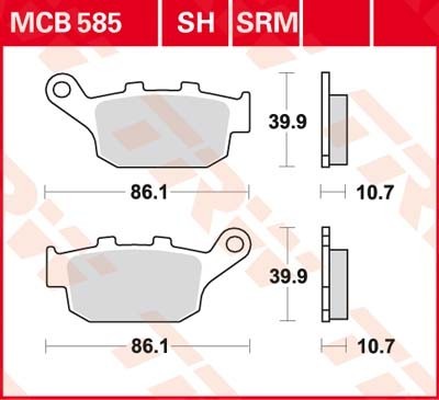 TRW MCB 585 SH Колодки тормозные задние /  синтетика XRV750 XL600 XL650 ( 2P 204NS )