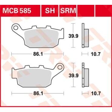 TRW MCB 585 SH Колодки тормозные задние /  синтетика XRV750 XL600 XL650 ( 2P 204NS ) - миниатюра 1
