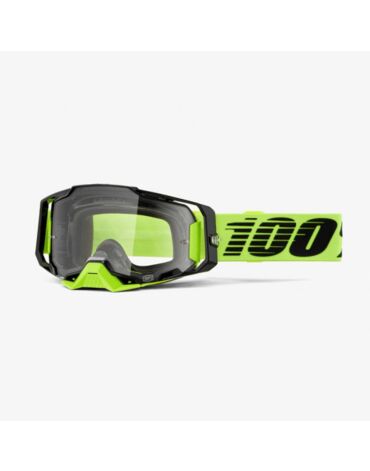 Очки для мотокросса 100% ARMEGA Neon Yellow с прозрачной линзой 