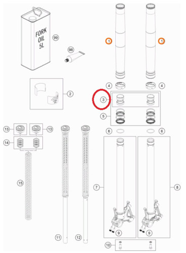 Направляющие вилки KTM HQ125 250 350 450(с16), original - фото 1
