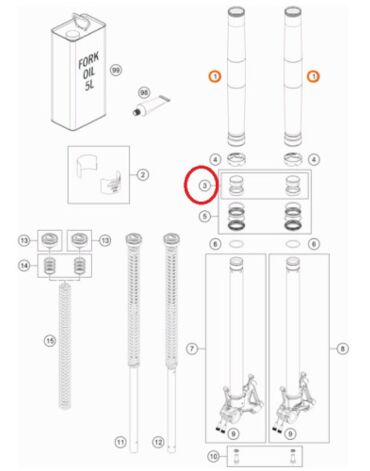 Направляющие вилки KTM HQ125 250 350 450(с16), original