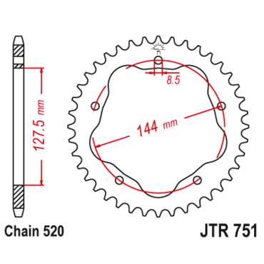 Звезда ведомая JTR751 42 - миниатюра 1