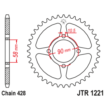 Звезда ведомая JTR1221 44 - миниатюра 1
