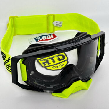 Очки для мотокросса 100% ARMEGA Neon Yellow с прозрачной линзой  - миниатюра 2