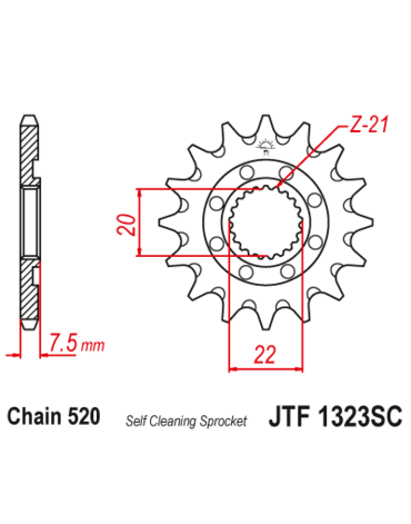 Звезда ведущая самоочищающаяся 13 зубов Honda CR125 / CRF250R X JT
