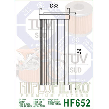 HF652 - Масляный фильтр KTM 250 350 450 505 530 (2008 2025), GasGas (2021 2025) - миниатюра 1
